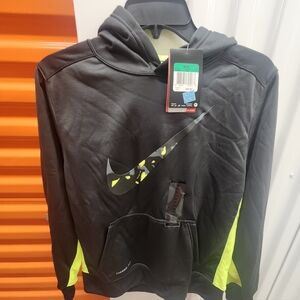 NWT Nike Boys KO 3.0 Swoosh PO Hoodie black neon Size XL